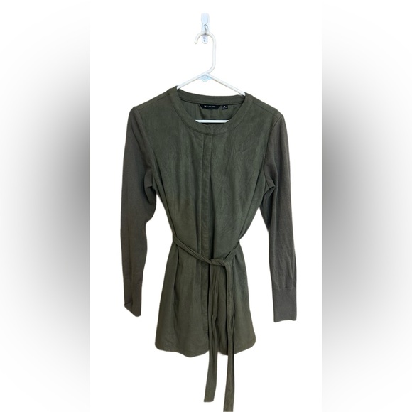 H by Halston Olive Green Belted Trench Coat - Picture 2 of 7